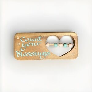VTG Handmade Folk Art Wooden Wall Sign "Count Your Blessings" Cottagecore Decor